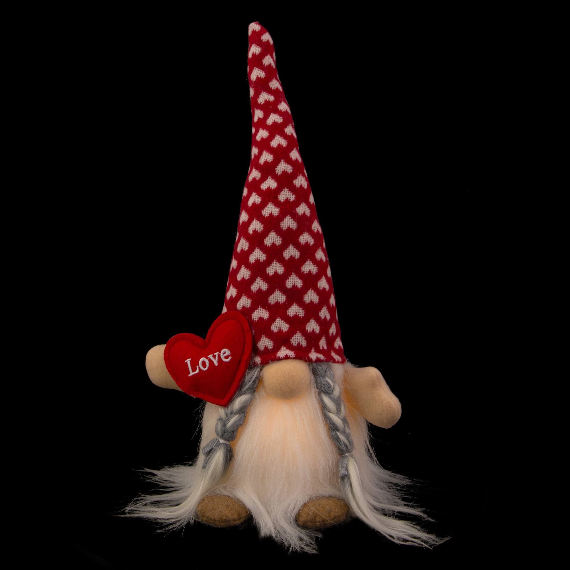 13" Lighted Girl Valentine's Day Gnome With Love Heart